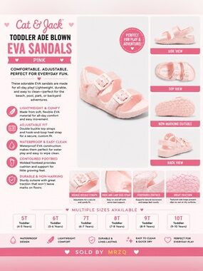 Cat & Jack Toddler Pink Sparkle EVA Sandals